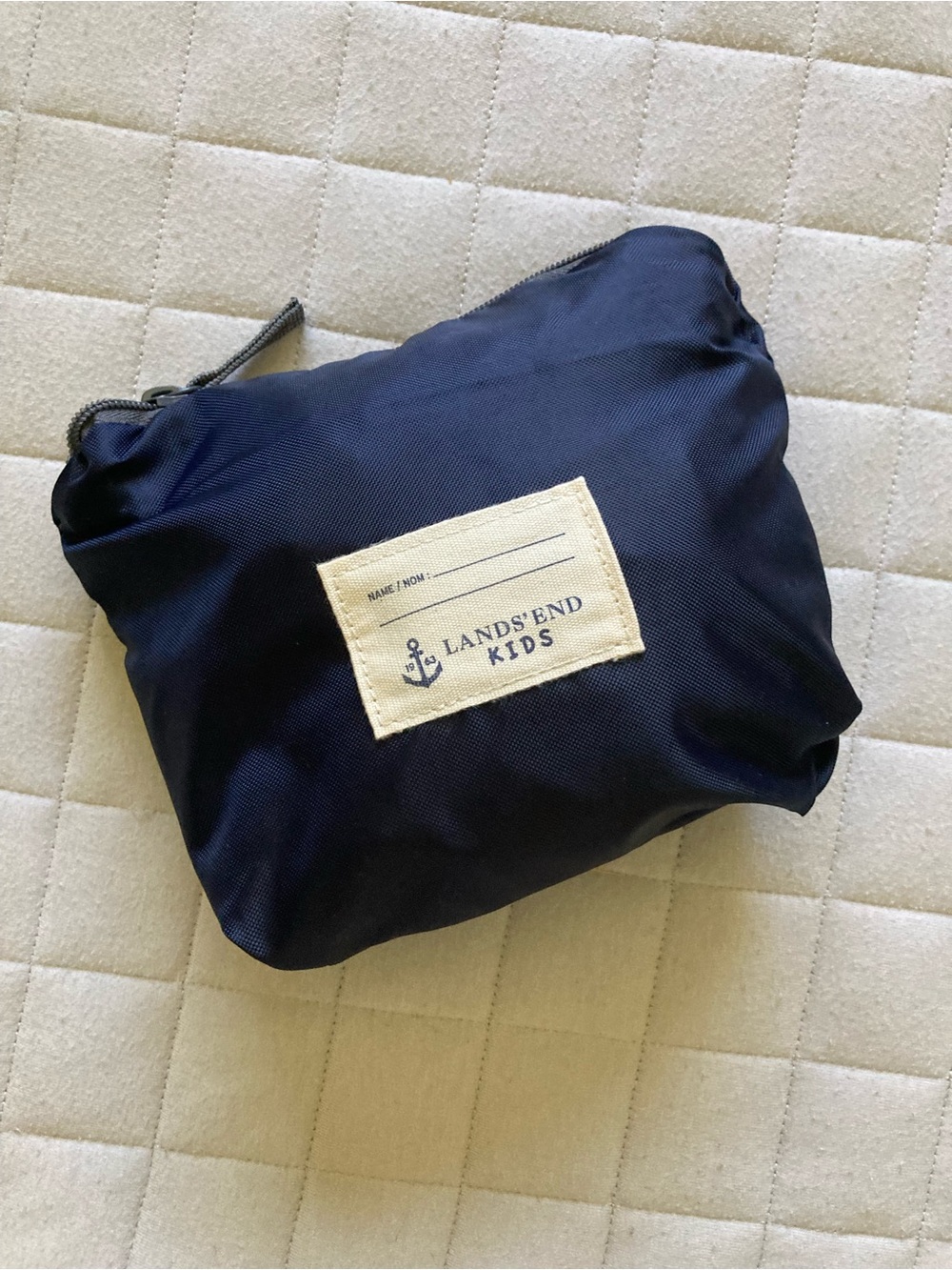 Lands' End Navy Packable Kids Drawstring Backpack Pouch